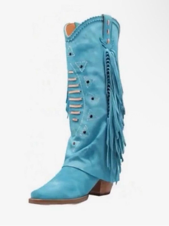dingo Shoes - Turquoise Fringe Leather Suede Women's Western Boot